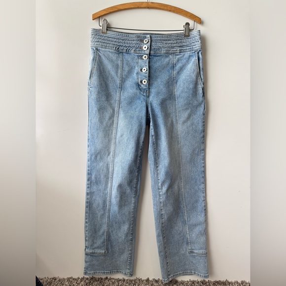 Chelsea & Violet Denim Pants Straight Leg Button‎ Front High Waist Size 30 - Picture 1 of 7